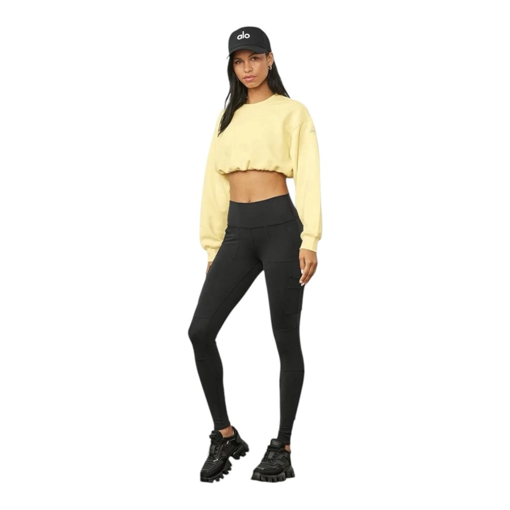 Alo Yoga High Waist Black Cargo Leggings Pockets Airbrush Fabric Sculpting XS